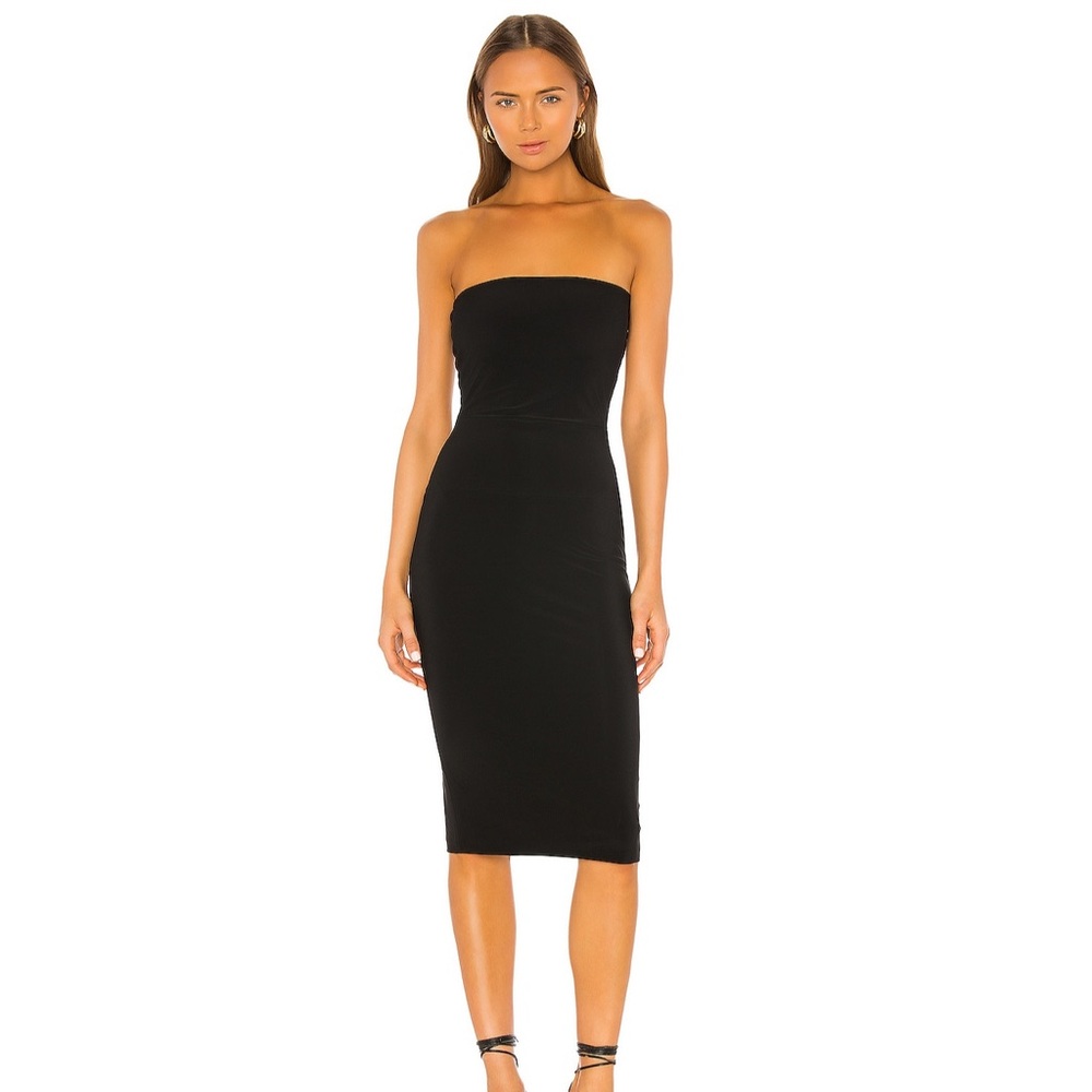 Norma Kamali Classic Black Strapless Dress Small